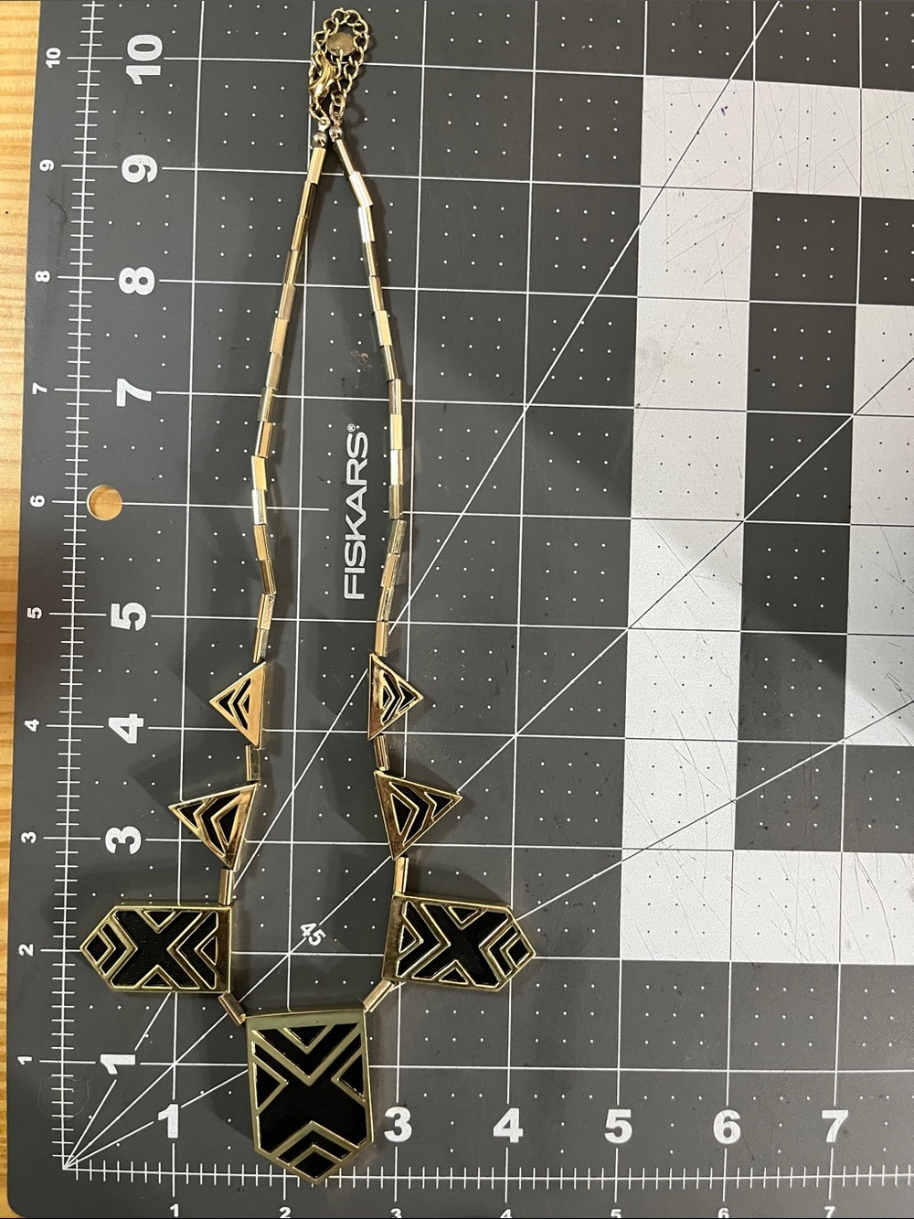 House of Harlow 1960 Gold Tone Geometric Art Deco Collar Necklace - Picture 6 of 6